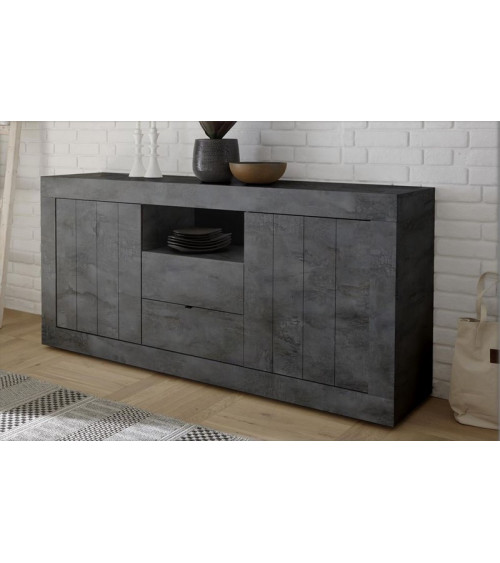 Buffet 2 portes 2 tiroirs SAMANTHA 184x86 cm anthracite