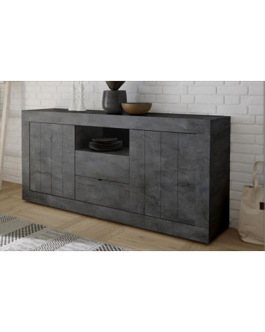 Buffet 2 portes 2 tiroirs SAMANTHA 184x86 cm anthracite