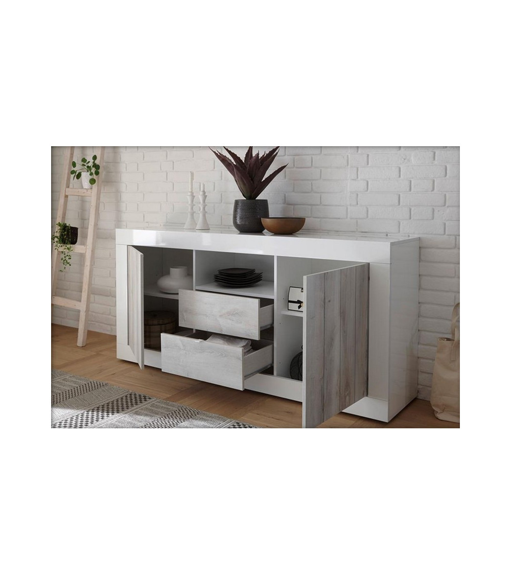 Buffet 2 portes 2 tiroirs SAMANTHA 184x86 cm béton