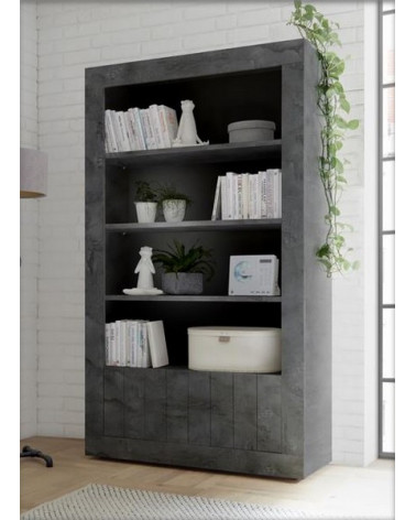 Bibliothéque SAMANTHA 2 portes 3 étageres 110x191 cm Anthracite