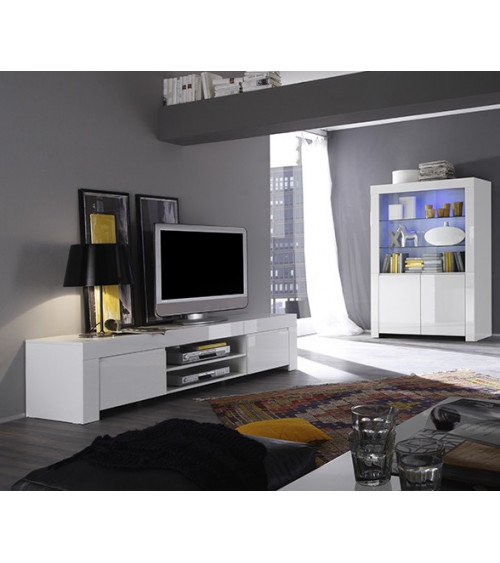 Meuble tv LAZARRO 2 niches 2 portes 140 cm 