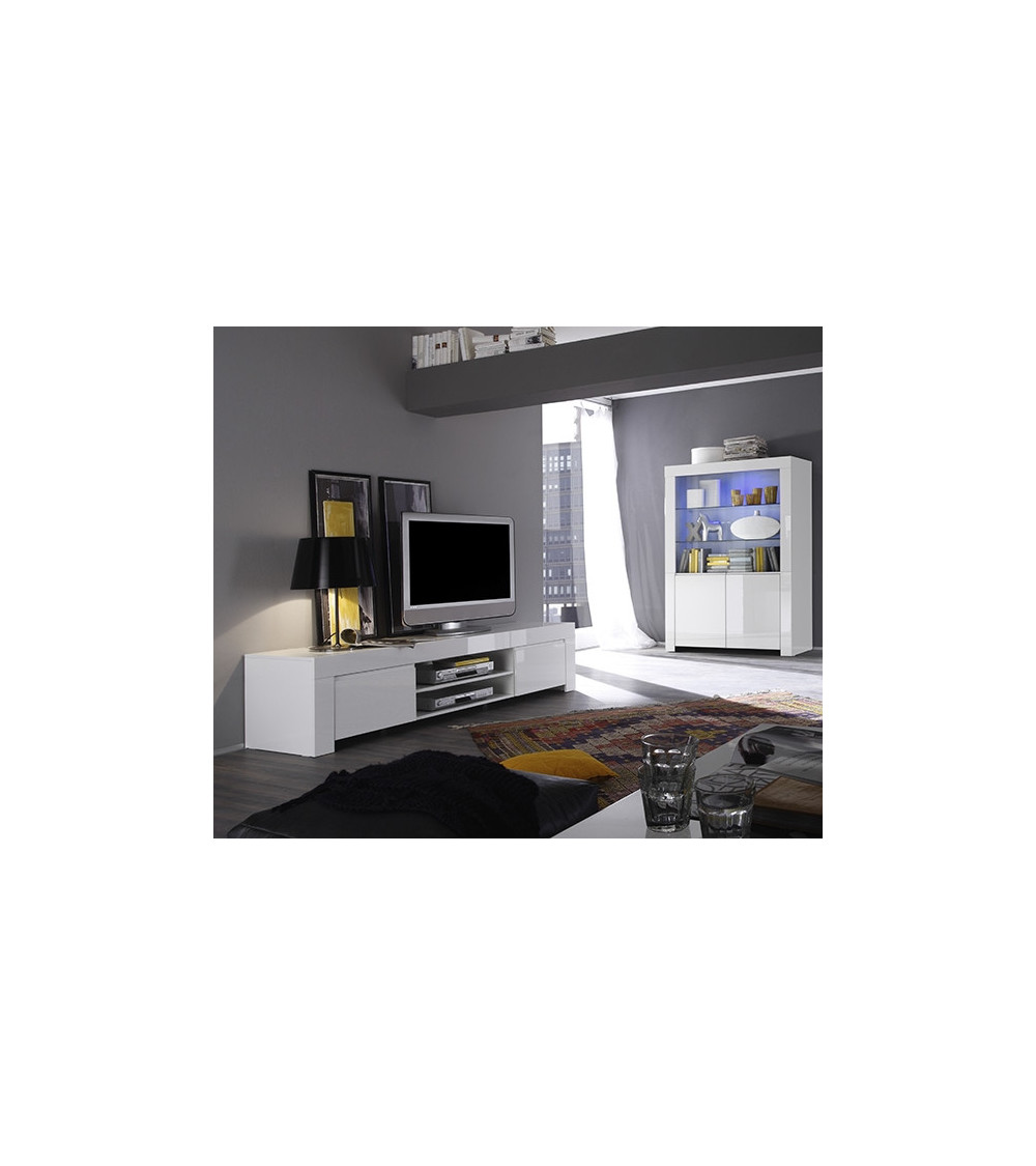 Meuble tv LAZARRO 2 niches 2 portes 140 cm 