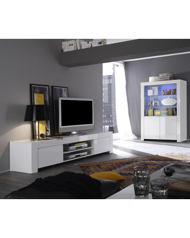 Meuble tv LAZARRO 2 niches 2 portes 140 cm 