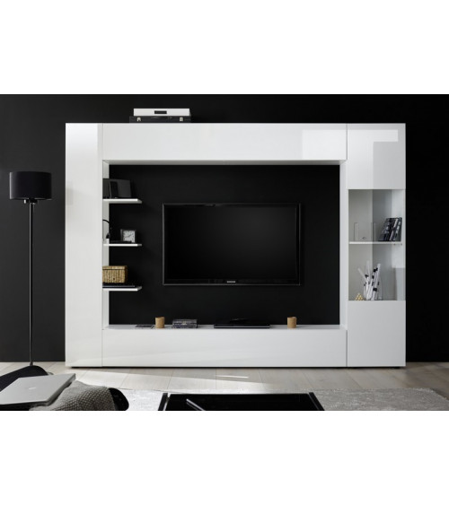 Conjunto mueble TV MANGO mármol negro de alto brillo 156 cm