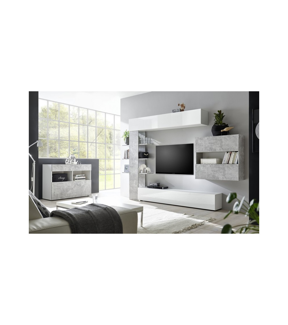 Ensemble meuble TV CELIO béton 295 cm