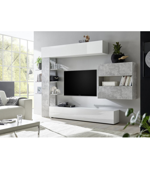 Ensemble meuble TV CELIO béton 295 cm