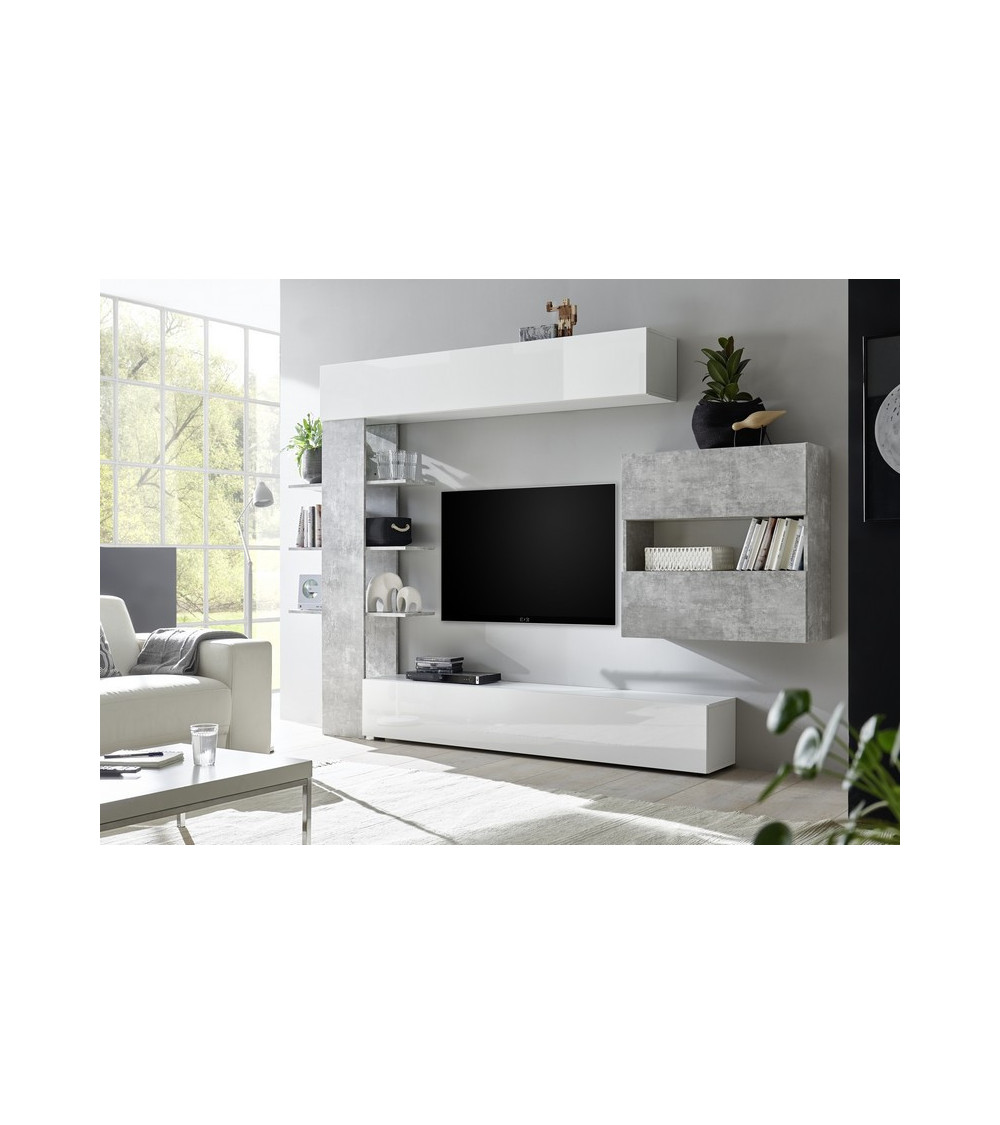 Ensemble meuble TV CELIO béton 295 cm