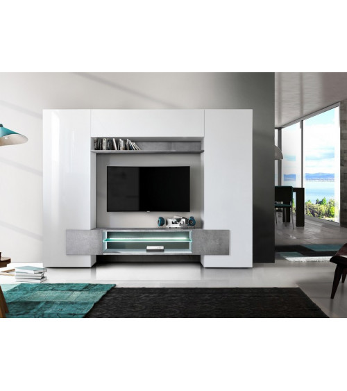 Ensemble meuble TV ENRICO 258 cm béton