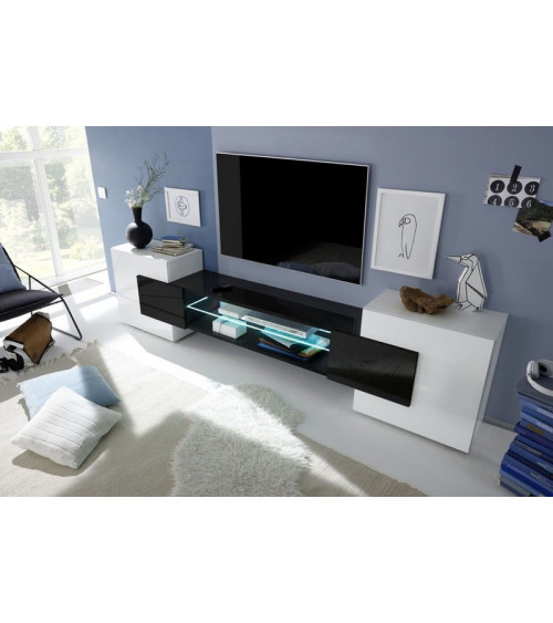 Meuble TV MODENA 258 cm noir