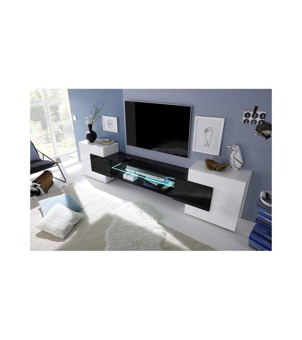 Meuble TV MODENA 258 cm noir