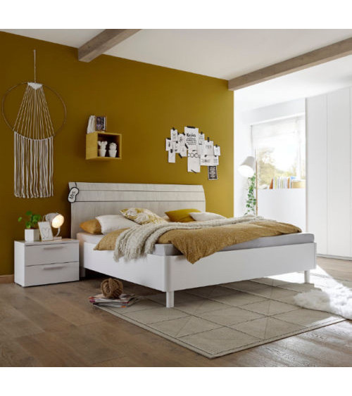 Lit SATORI gris tête courbée 180x200 cm
