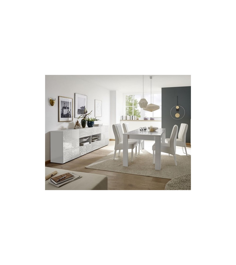 Buffet MIREL Blanc 2 portes 4 tiroirs Buffet MIREL Blanc 2 portes 4 tiroirs