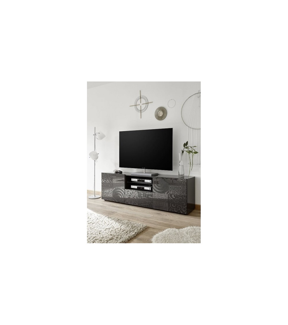 Meuble TV MIREL anthracite 2 portes 1 tiroir
