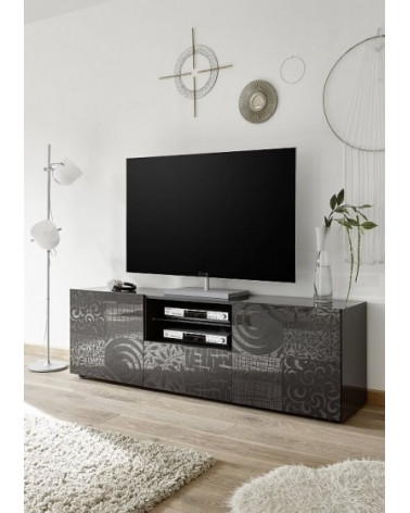 Meuble TV MIREL anthracite 2 portes 1 tiroir