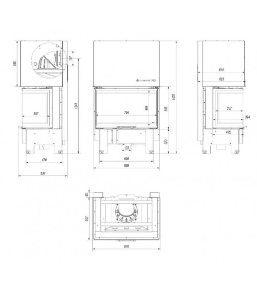 Insert cheminée à bois 3 côtés vitrées, Porte guillotine, 10 kW NOLWENN