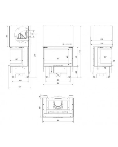 Insert cheminée à bois 3 côtés vitrées, Porte guillotine, 10 kW NOLWENN