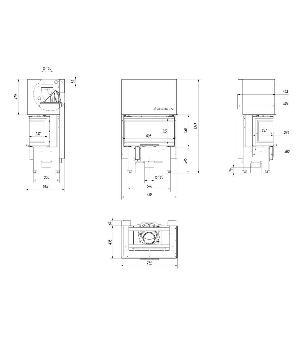 Insert cheminée à bois 3 côtés vitrées, Porte guillotine, 7 kW NOLWENN Insert cheminée à bois 3 côtés vitrées, Porte guillotine, 7 kW NOLWENN