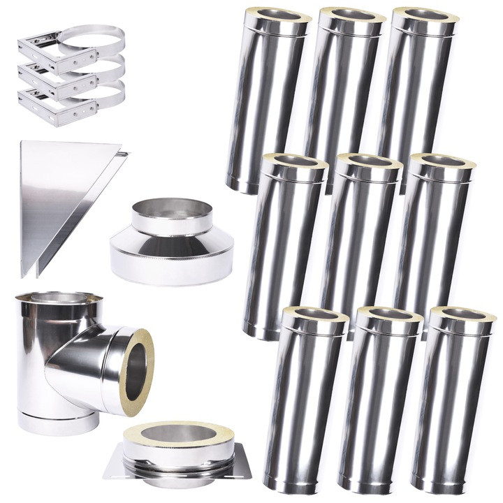 Ø 150mm Kit conduit de cheminée double paroi pour l'extérieur - 2,2m  jusqu'à 12,2m