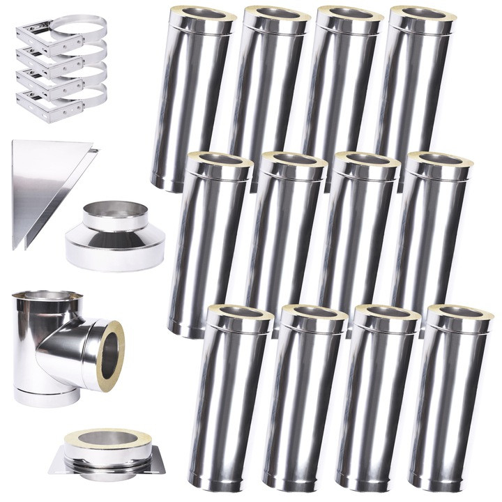 Ø 150mm Kit conduit de cheminée double paroi pour l'extérieur - 2,2m  jusqu'à 12,2m