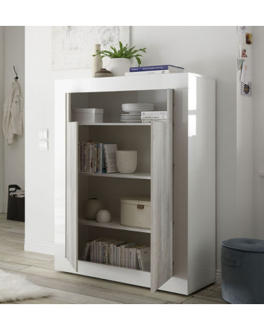 Buffet haut SAMANTHA 2 portes 110x144 cm béton