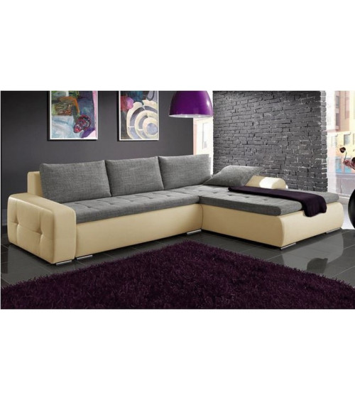 Canapé d'angle convertible Lutecia noir et gris 290 x 180 cm