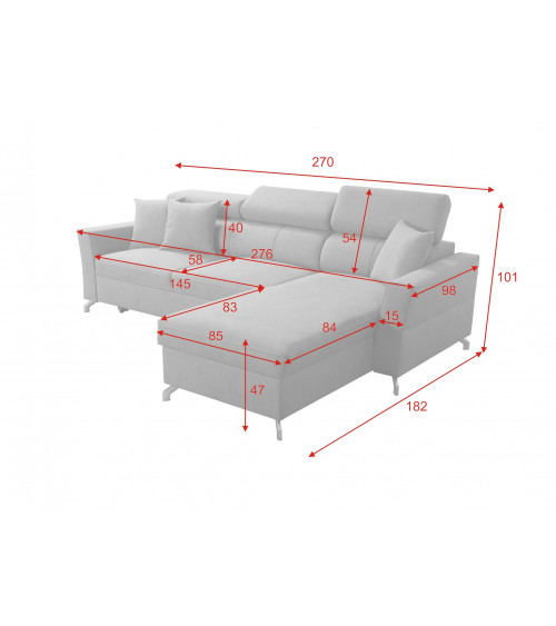 Canapé d'angle convertible réversible ELIE 270 x 182 cm