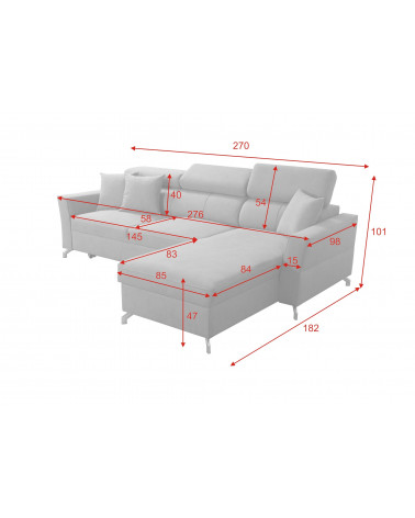 Canapé d'angle convertible réversible ELIE 270 x 182 cm