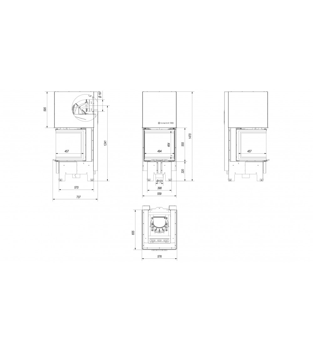 Insert cheminées à bois NOLWENN 3 côtés vitrés, porte guillotine 10 kW Insert cheminées à bois NOLWENN 3 côtés vitrés, porte guillotine 10 kW