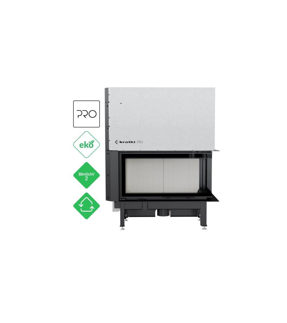 Insert cheminées à bois NADINE porte guillotine 2 côtés vitrés, version Droite 17 kW