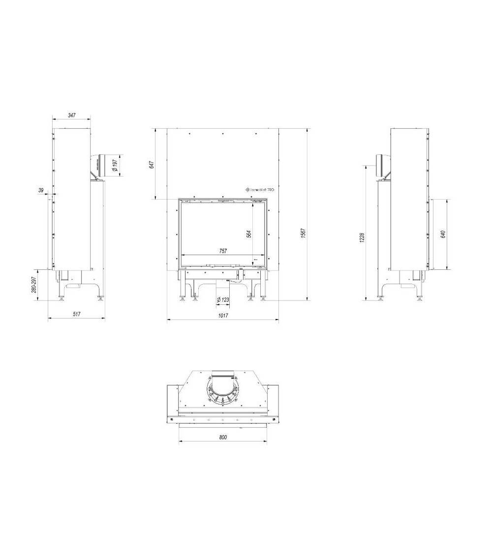 Insert cheminées à bois NADINE porte guillotine 16.5 kW Insert cheminées à bois NADINE porte guillotine 16.5 kW