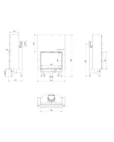 Insert cheminées à bois NADINE porte guillotine 16.5 kW