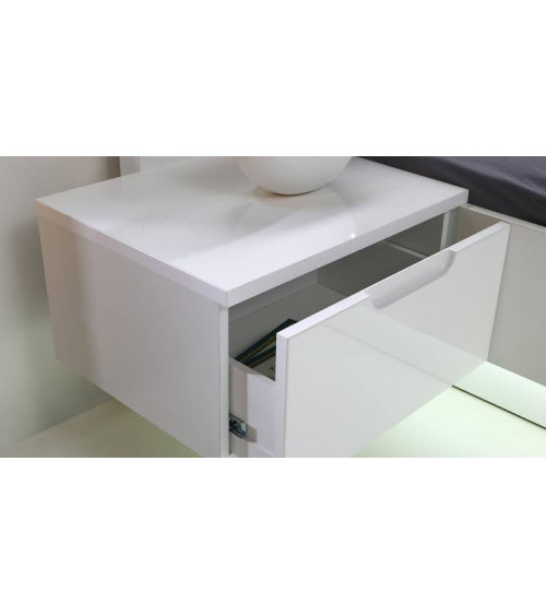 Roble y habitación completa AMALTI blanco cama 160 x 200 cm con caja de almacenamiento 
