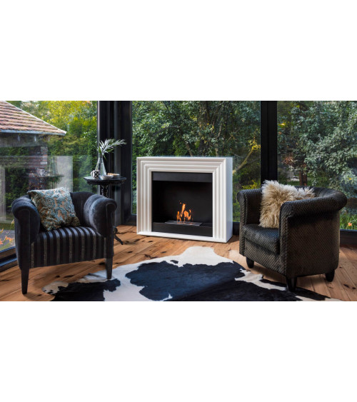 Chimenea de bioetanol blanco EGZUL 114 cm - VIVA DISCOUNT