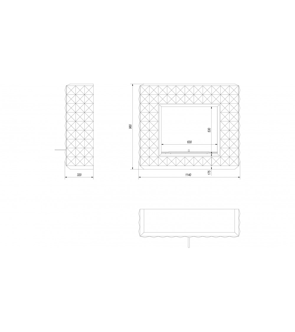 Cheminée bio-éthanol delta d'angle 70 cm