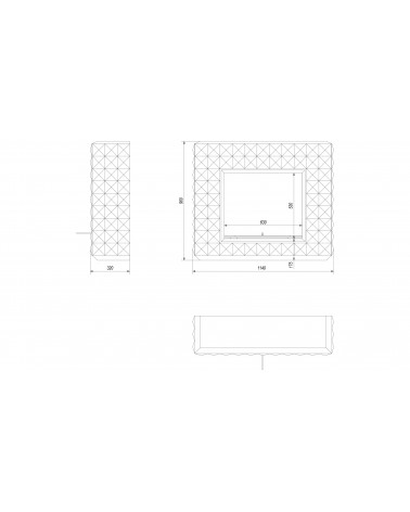 Cheminée bio-éthanol delta d'angle 70 cm