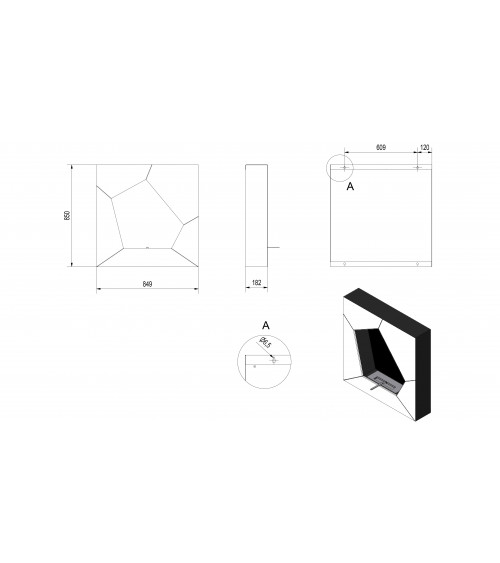 Cheminée bio-éthanol delta d'angle 70 cm