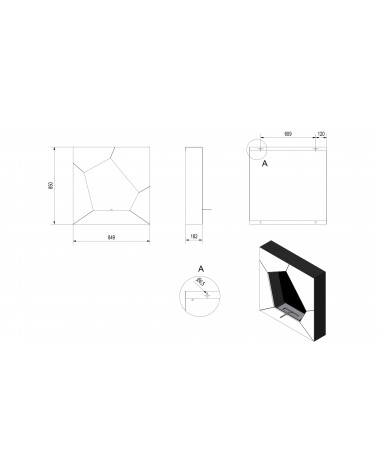 Cheminée bio-éthanol delta d'angle 70 cm