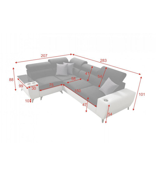 Sofá de la esquina convertible reversible de VECTOR 287 X 226 cm
