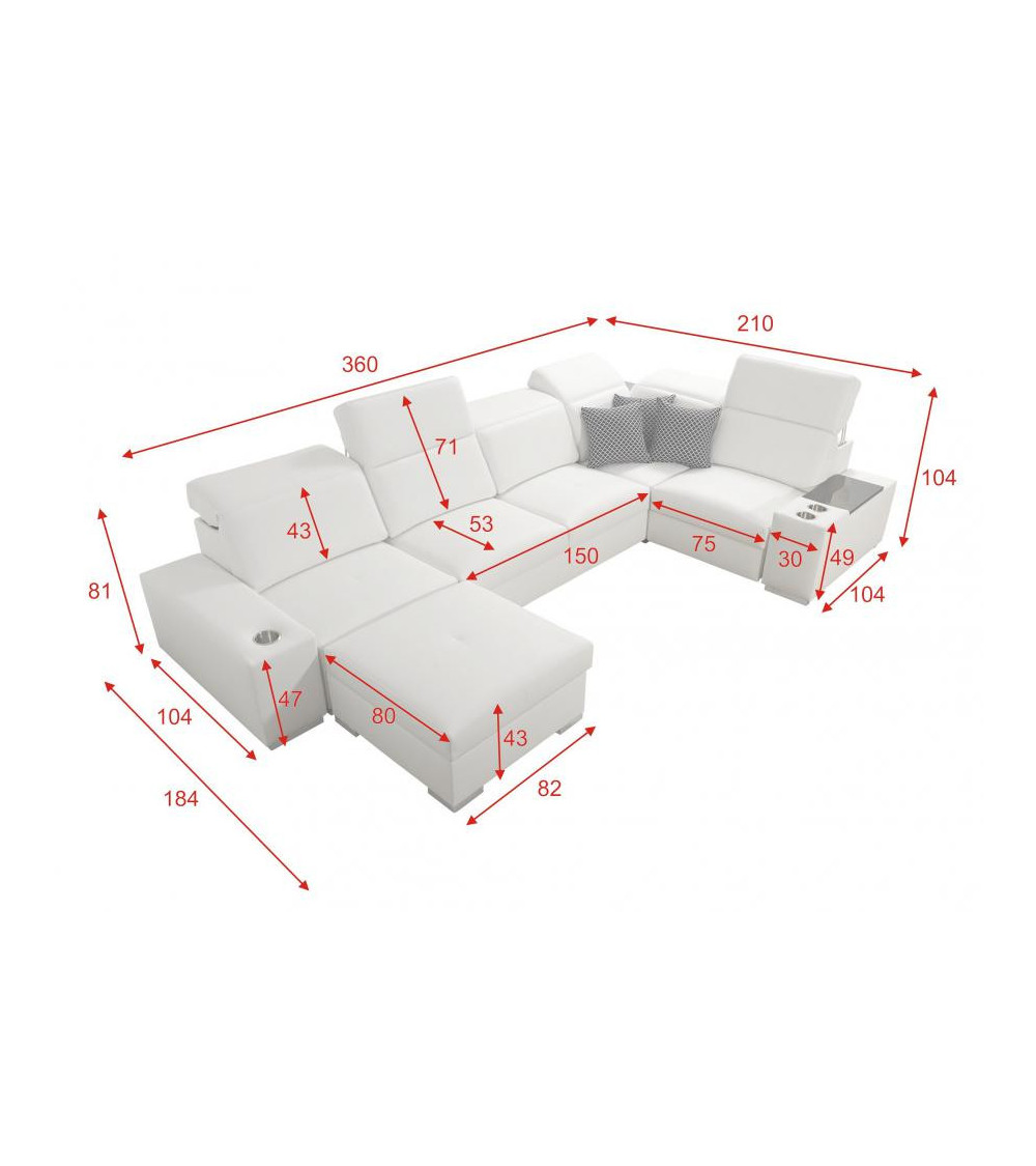 Canapé d'angle convertible réversible RICOTTI 283X207cm Canapé d'angle convertible réversible RICOTTI 283X207cm