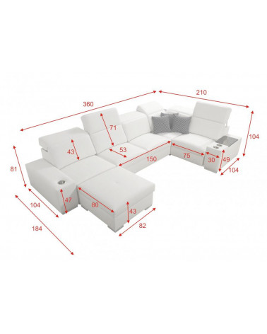 Canapé d'angle convertible réversible RICOTTI 283X207cm