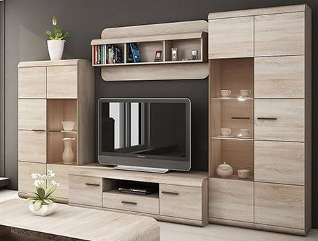 Conjunto mueble TV PIRIL nogal y antracita 120 cm