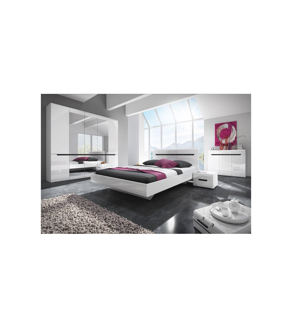 Chambre complète HEKTOR 160x200 cm en blanc Chambre complète HEKTOR 160x200 cm en blanc