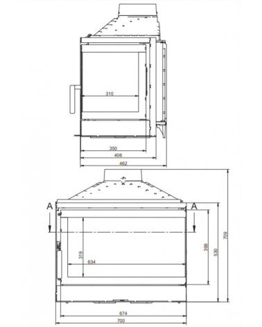 Insert cheminée d'angle levio 17 kw