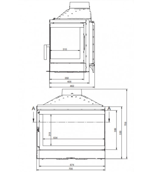 Insert cheminée d'angle levio 17 kw