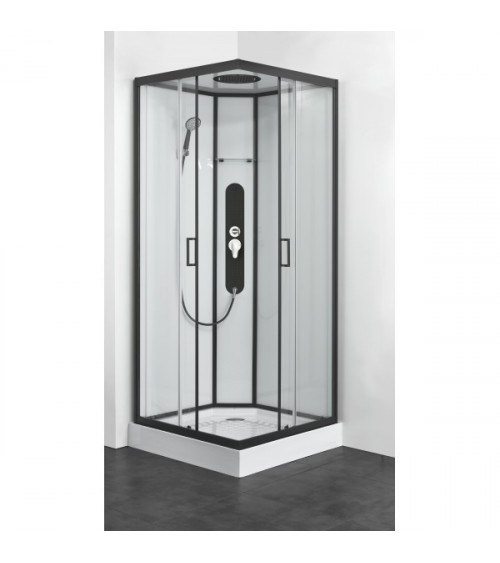 Cabine de douche Eva de 90x120x226 cm profils noir coin droite