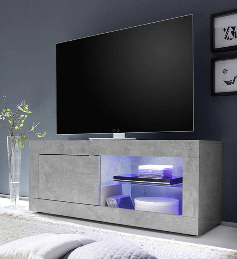 Meuble TV LED 1 porte et 4 niches L150 cm