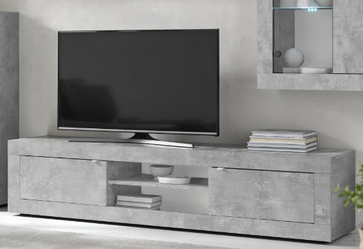 Porta TV moderno con 2 ante Valmain L180cm Metallo bianco e nero