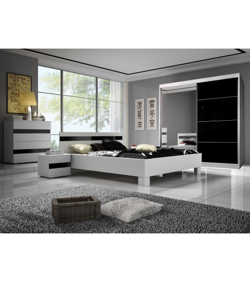 Chambre complète MIRANDA 160x200 cm avec armoire