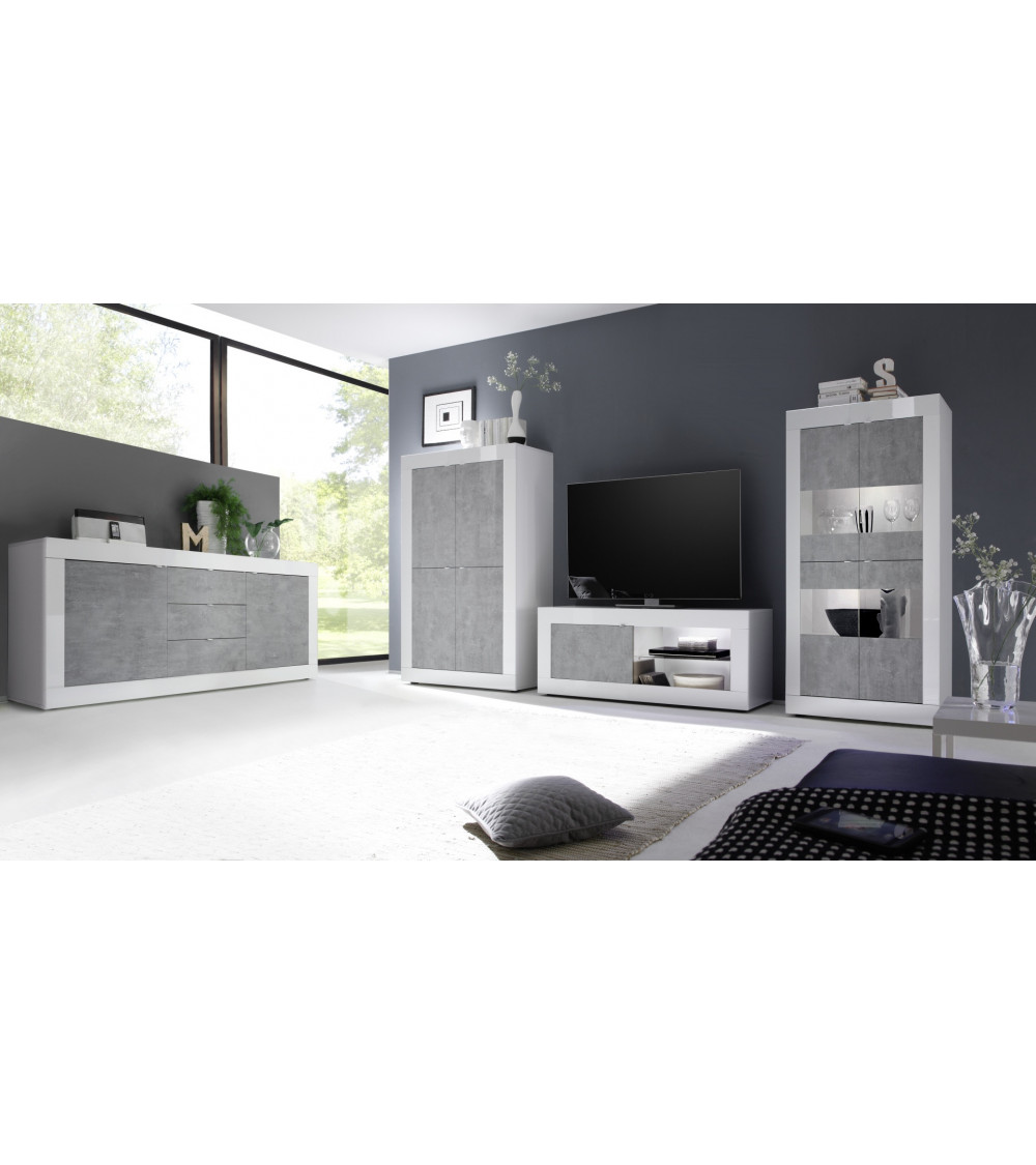 Salon complet BASIC couleur béton 3 éléments Salon complet BASIC couleur béton 3 éléments