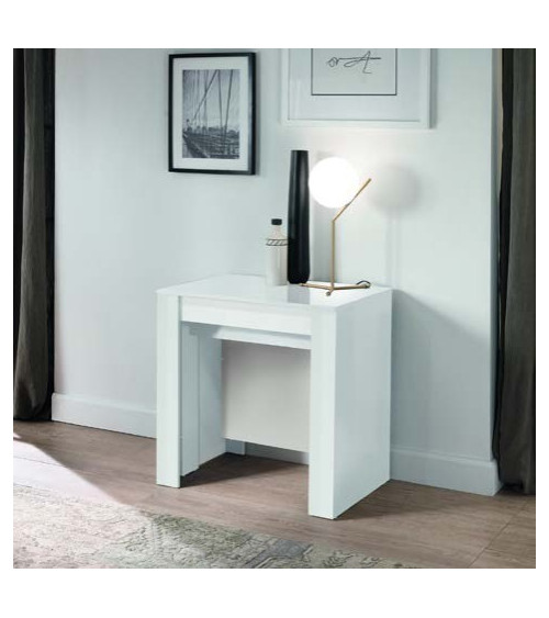 Table/console extensible 54-252 cm blanc laqué